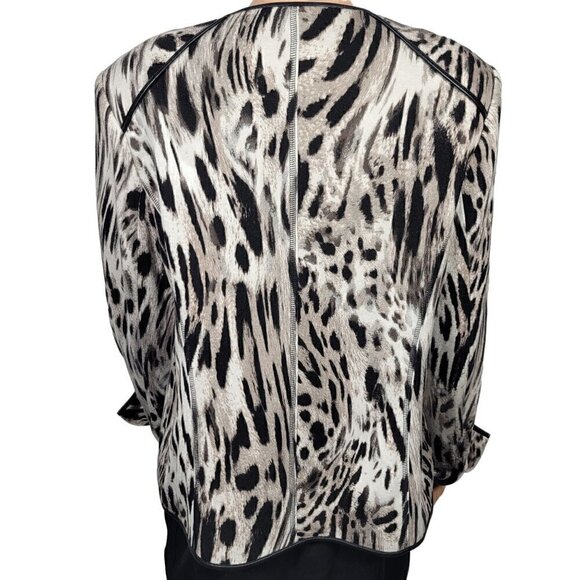 Basler Women's Animal Print Blazer/Jacket Faux Leather Accents Size EU42 (XL) - Picture 7 of 13